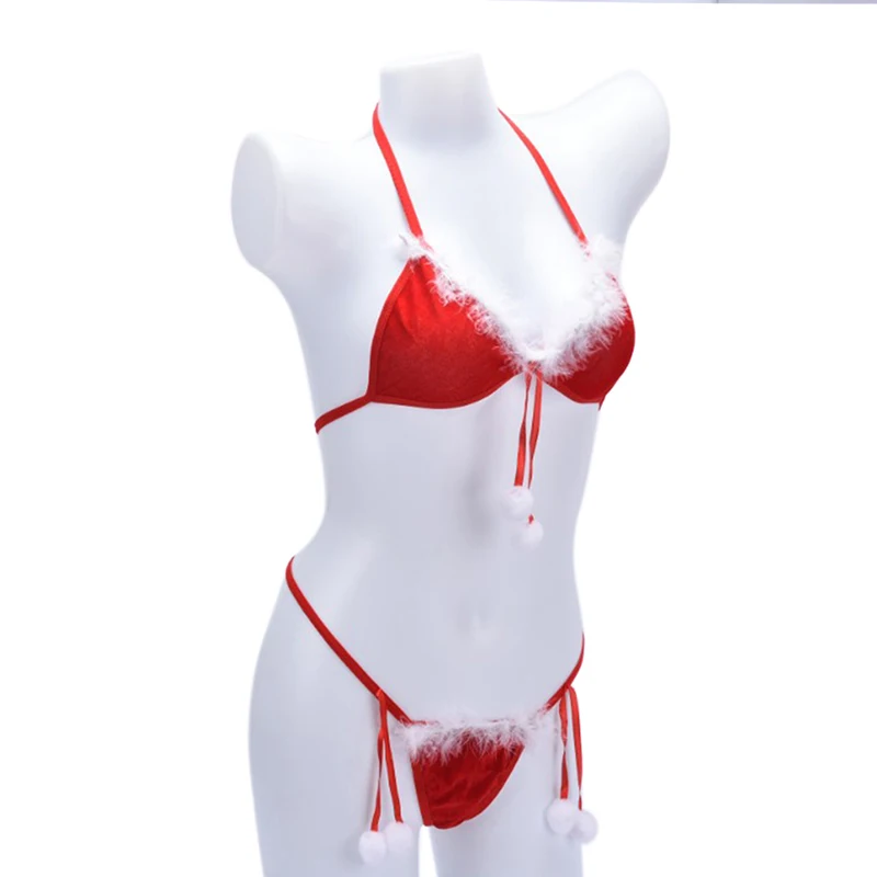 

1set Women Christmas Cosplay Costumes Sexy Underwear Lace Costumes Erotic Sexy Lingerie Christmas Dress Briefs