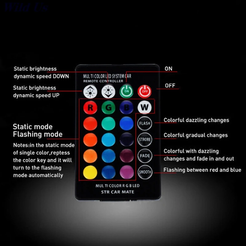 Автомобильные светодиодные лампы RGB T10 2 шт./Лот 12 В T10/192/W5W с пультом