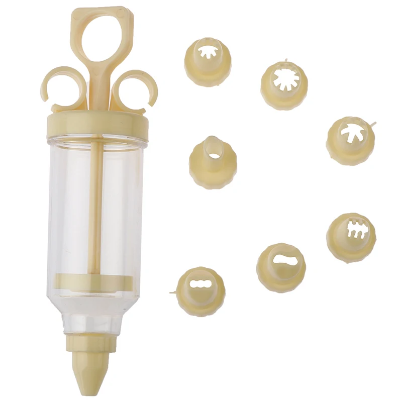 

1 Set 8Pcs Confectionary Cookie Tips Pastry Nozzles Plastic Cream Nozzle Cream Gun DIY Pastry Syringe Extruder Kitchen Gadgets