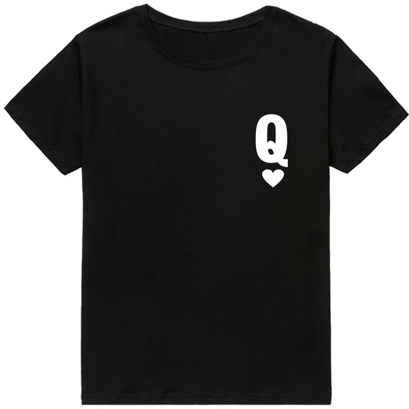 

QUEEN Aesthetic camiseta mujer Summer Short sleeve Funny Letter Print tshirt Women Black White Clothes t-shirt for lady