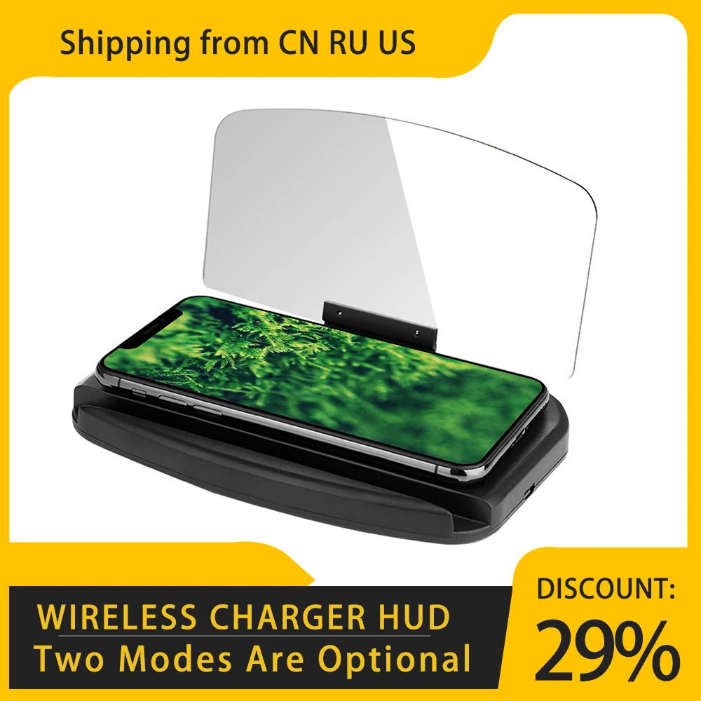 Беспроводное зарядное устройство HUD с дисплеем мобильный телефон GPS Навигатором