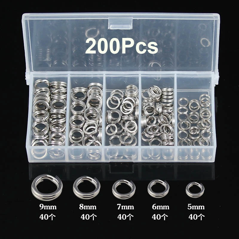 

1Set 200pcs Connecting Fishing Rings Sets Stainless Steel Fishing Solid Double Ring Connector Lure For Blank lures Accessories