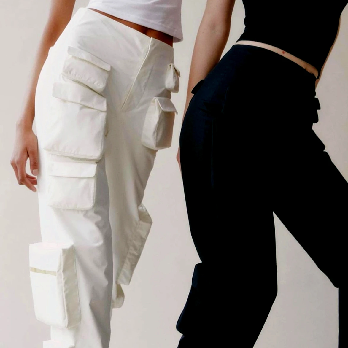 

Женский мотоциклетный стильный карман с высокой талией Черный Белый S M L