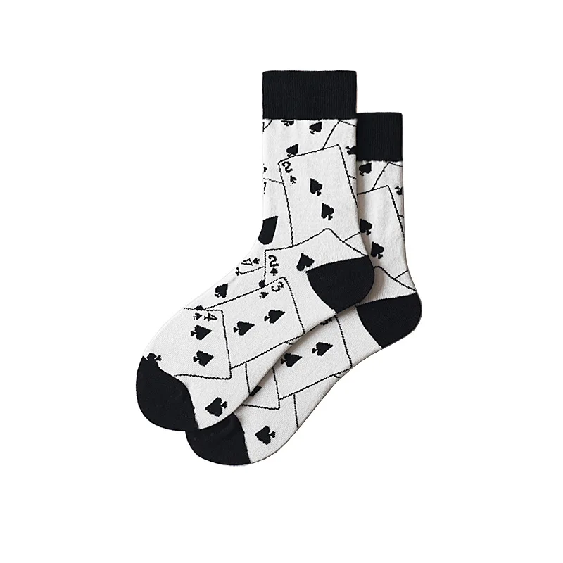 

Playing Card Sock Mens Crew Creative Adult Man's Socks Hip Hop Sox High Quality Cotton Autumn Winter Unisex Trendy Calcetines