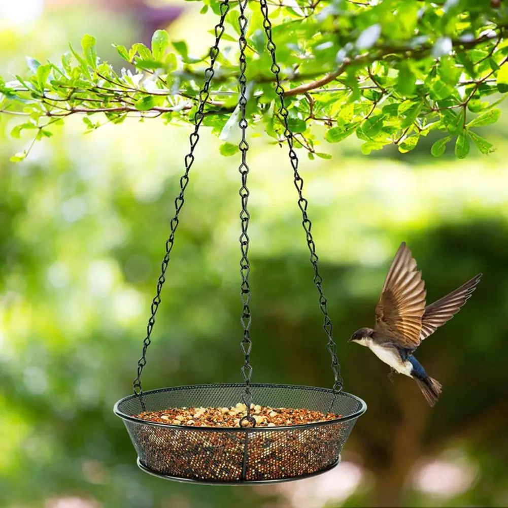 

Bird Feeder Attractive for Bird Vintage Long Chain Metal Mesh Seeds Tray for Garden