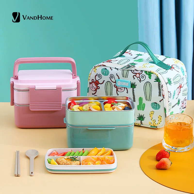 

VandHome 18/8 Stainless Steel Food Container With Compartment Lunch Box For Kids Children School Leak-Proof Bento Box Food Box