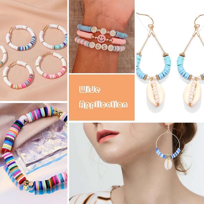 6mm Polymer Clay Beads Kit Flat Round Spacer Beads Kit with Alphabet Beads Pearls for Bracelets Necklace Making Jewelry DIY