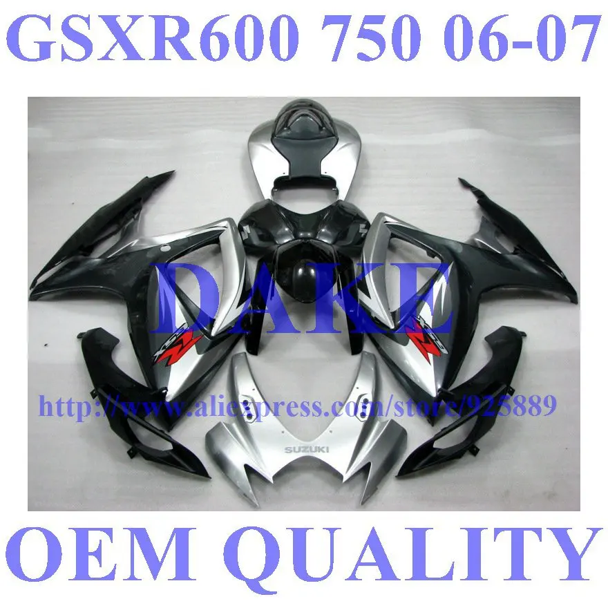 

Injection Mold For SUZUKI K6 Tim Black Silver GSXR750 GSX-R750 GSXR 750 2006 2007 GSXR-750 Fairing Bodywork