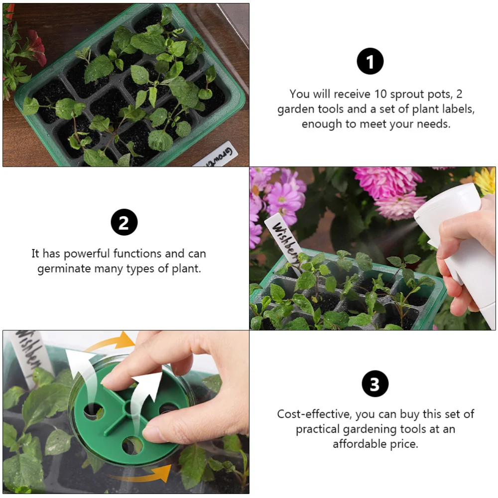 

1 Set Garden Planting Tool Durable 12-hole Nursery Pot Plant Germination Box