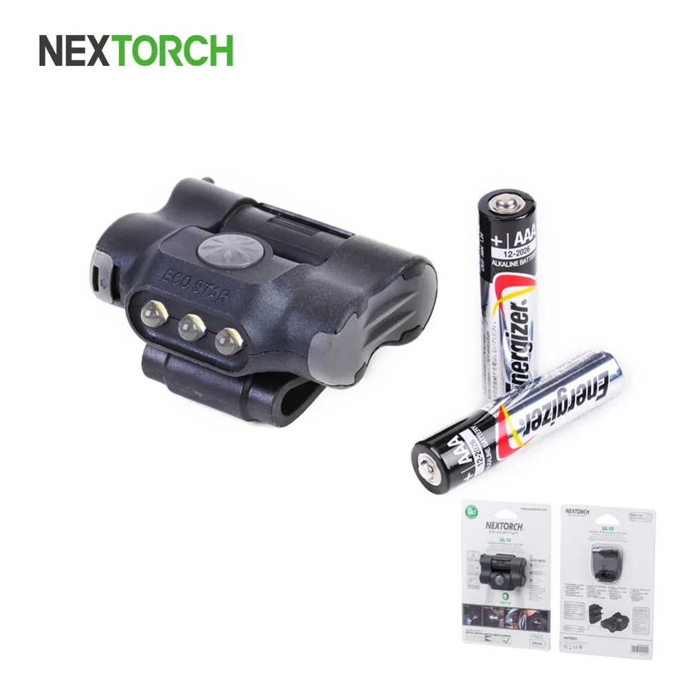 Налобный фонарь NEX светодиодный водонепроницаемый с зажимом на батарейках AAA CE RoHS
