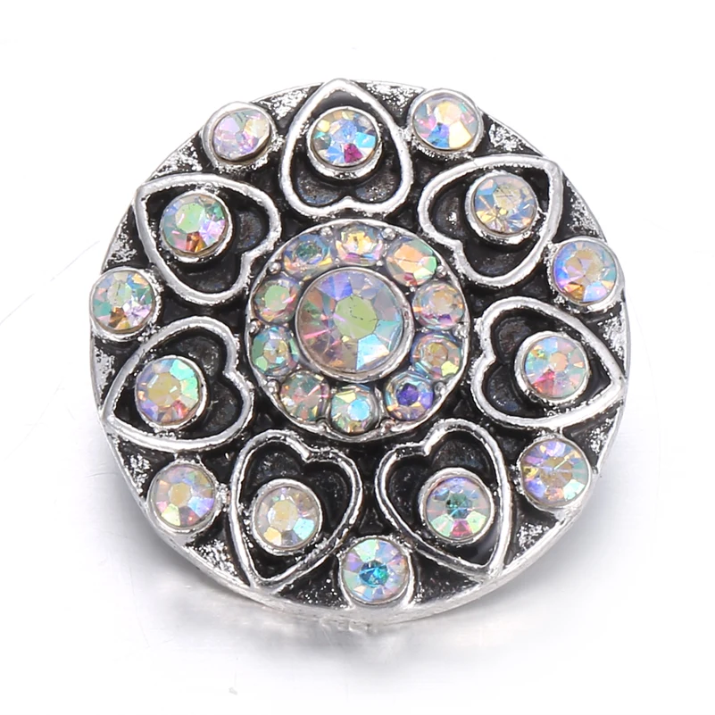 6pcs/lot New Snap Jewelry 18mm Metal Rhinestone Button Flower Colorful Buttons Fit Necklace Women DIY | Украшения и аксессуары