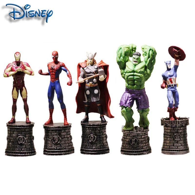 Фигурка супергероя из пвх Disney, Коллекционная модель из ПВХ, Мстители, Железный человек, Капитан Америка, Человек-паук, 14 см, подарок