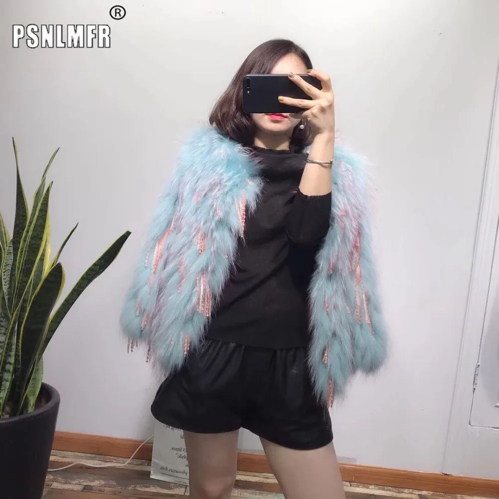 Роскошная вязаная шуба из натурального Лисьего меха в Корейском стиле с