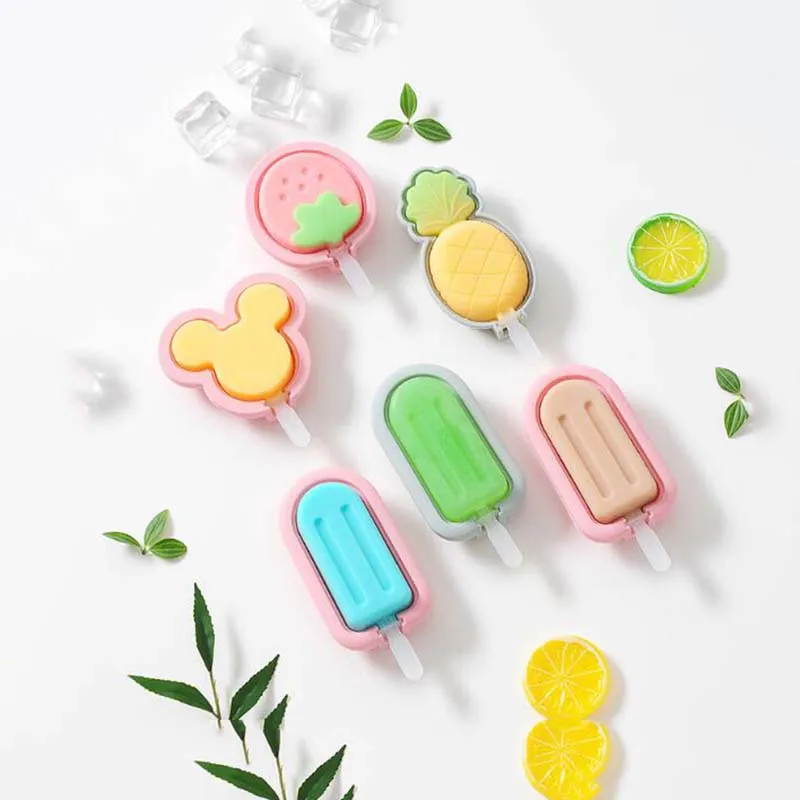 

cartoon silicone ice cream mold with lid ice cream maker for ice moulds include ice cream stick