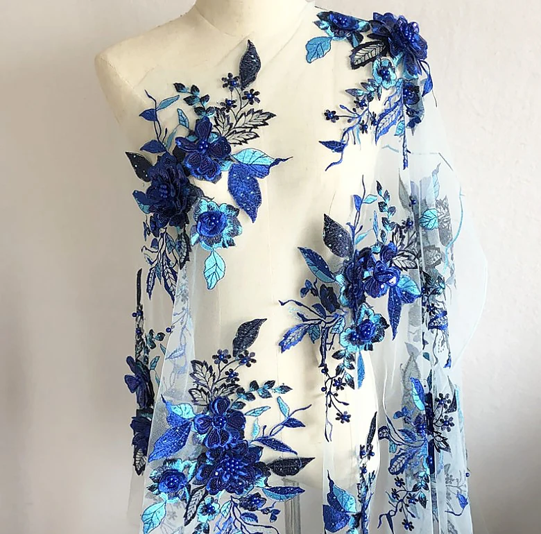 Кружевная аппликация с вышивкой свадебная ткань для украшения костюма платья 3D