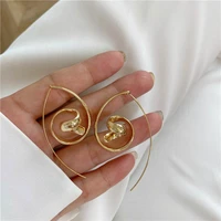 minar personality geometrical irregular earrings for women gold color metal alloy hollow twisted drop earrings oorbellen 2021