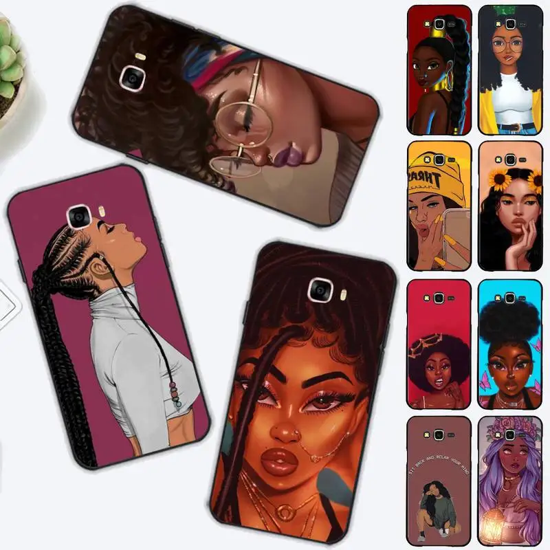 

Yinuoda Afro Black Girl Phone Case for Samsung J 2 3 4 5 6 7 8 prime plus 2018 2017 2016 core