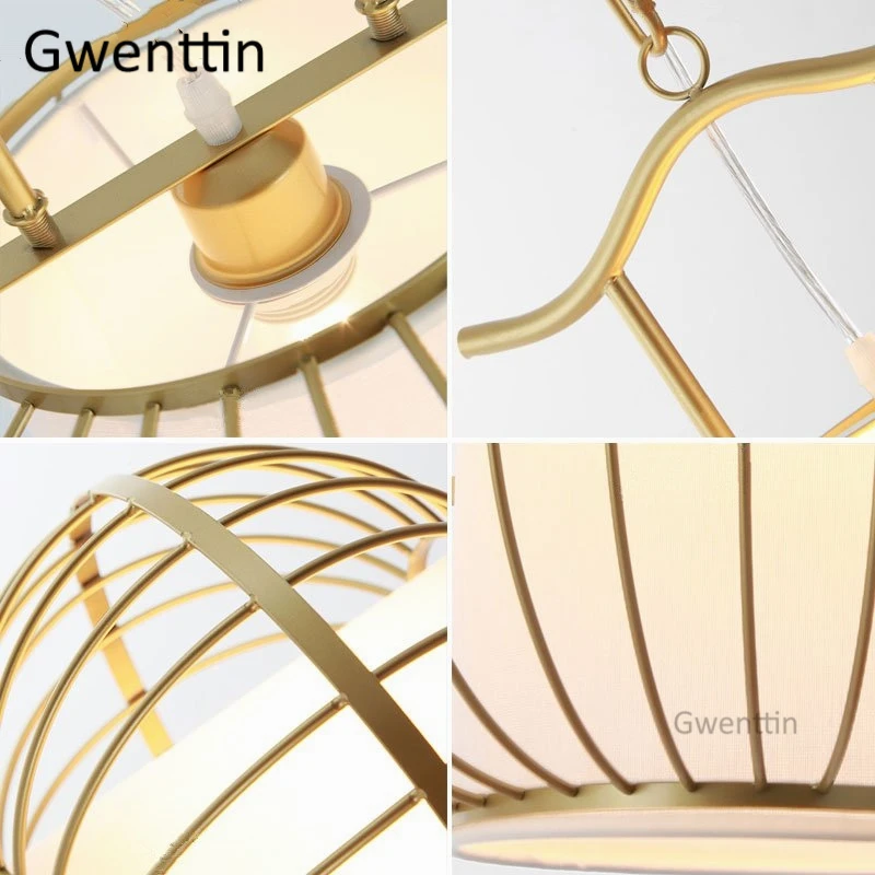 Золотой подвесной светильник в китайском стиле винтажный светодиодный виде