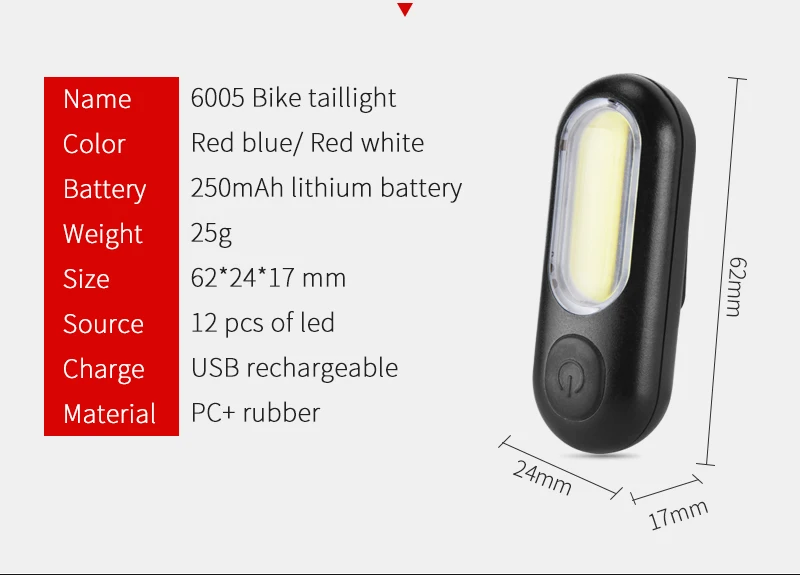 Bicycle Led Light Rear Rechargeable USB Bicycle Lights Multiple modes Cycling Accessories Lamp Warning Tail Light