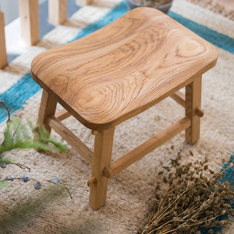 

Solid Wood Stool North American Pewter Primary Color Unpainted Chair Bench Mortise and Tenon Structure