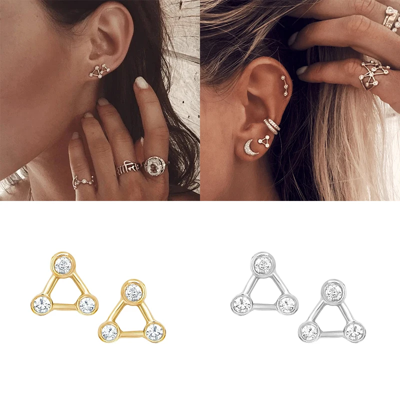 

Серьги-гвоздики Женские Треугольные из серебра 925 пробы