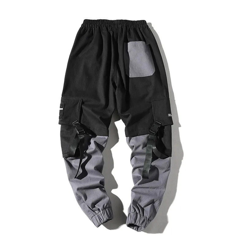

Hip Hop Mixed Colors Patchwork Jogger Pants Streetwear Sports Mens Spring Summer Drawstring Waist Casual Loose Male Cargo Pants