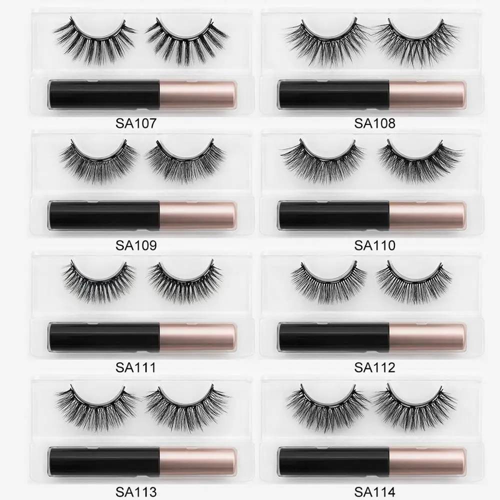 

3D Magnetic Eyelashes Mink Fake Eyelash Magnet Eyeliner Mink Fake Eyelash Waterproof Liquid Long Lasting Eyelash