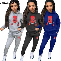 fagadoer casual tracksuit women cartoon print hoodies sweatshirts and pants sets outfits long sleeve two piece set streetwear