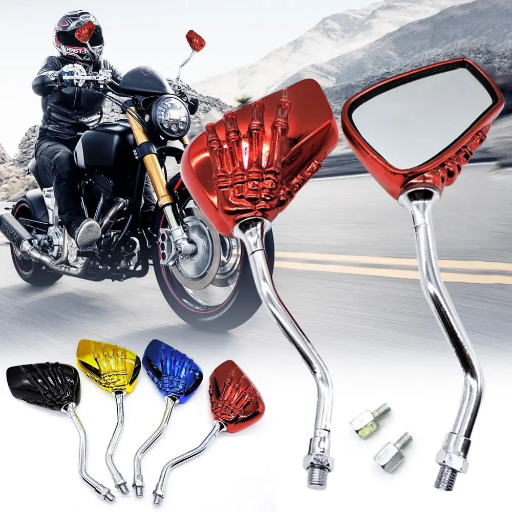 

1 Pair Left Right Skeleton Skull Hand Claw Motorcycle Motor Rearview Side Mirrors Bike Rear View Mirror