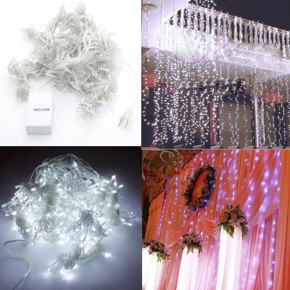

9.84x9.84ft /3Mx3M 304-LED Light Romantic Christmas Wedding Outdoor Decoration Curtain String Light (110V/220V) Standard Plug
