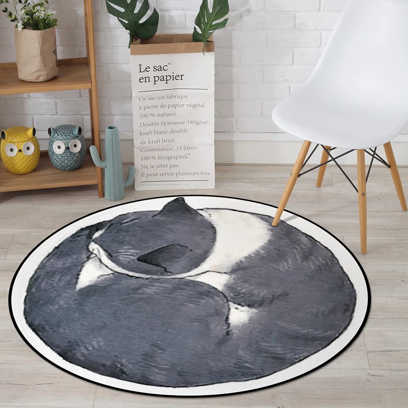 

Lovely Kids Like Cartoon Cats Round Carpet Yoga Tapete Baby Child Bedroom Play Crawl Room Mat/Carpets Soft Area Living For Rug