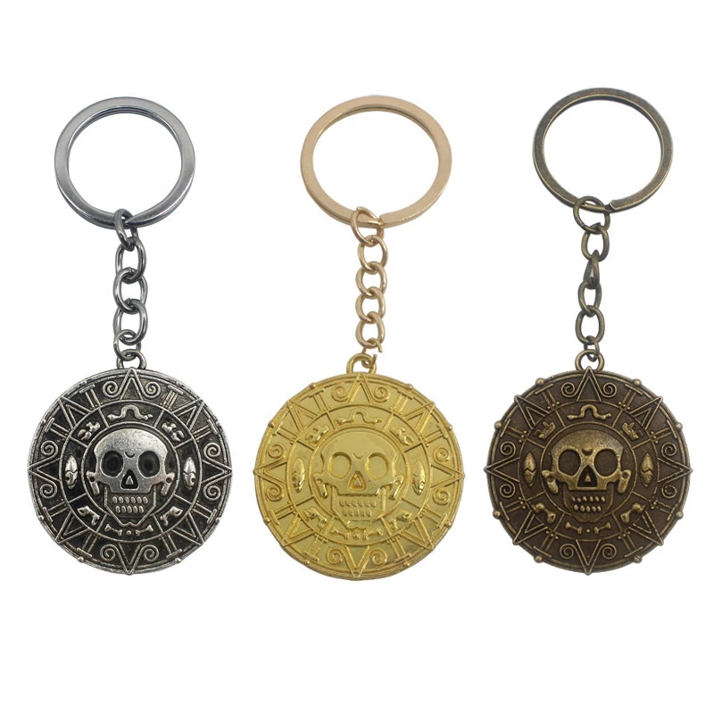 Модные ювелирные изделия брелок для ключей с пиратами Карибского моря монеткой