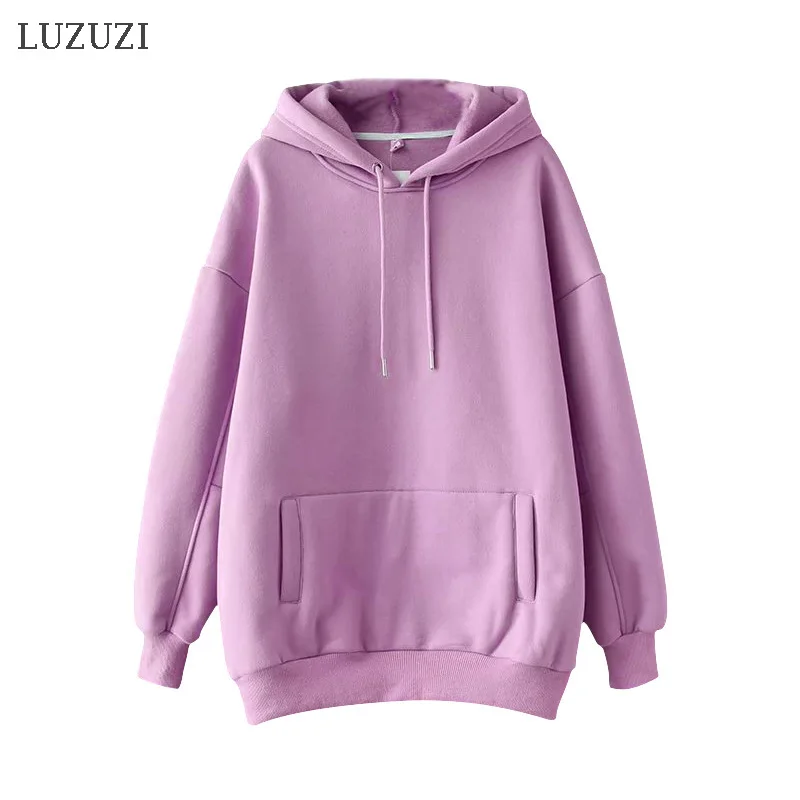 LUZUZI 2020 осенне-зимняя плотная теплая толстовка из чистого хлопка с капюшоном