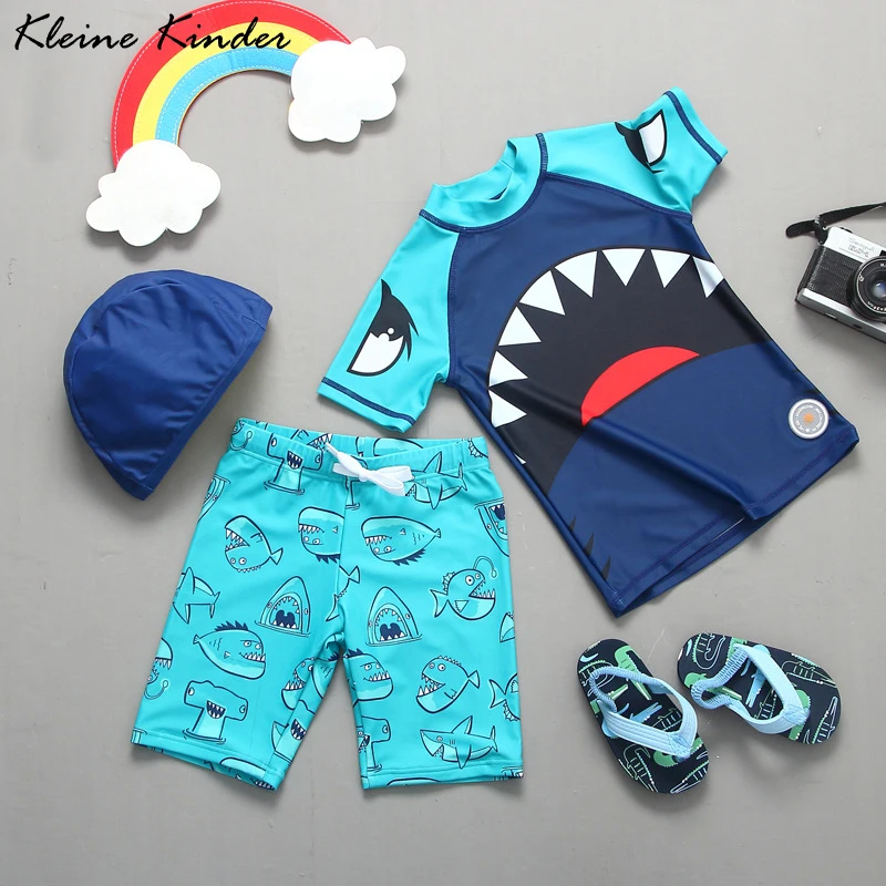 

Shark Swimsuit for Boys Three Pieces Set Kids Swimwear UPF50 UV Protection Children's Bathing Suit Beach Swim Surf Suit 2-9 Year