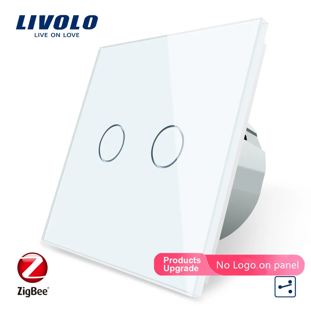 Livolo Универсальный Wifi умный Беспроводной интеллектуальный приложение, wifi Настенные переключатели, крест, 2 способа, работа ZigBee переключатель, google home, echo, alexa - Цвет: White-No logo