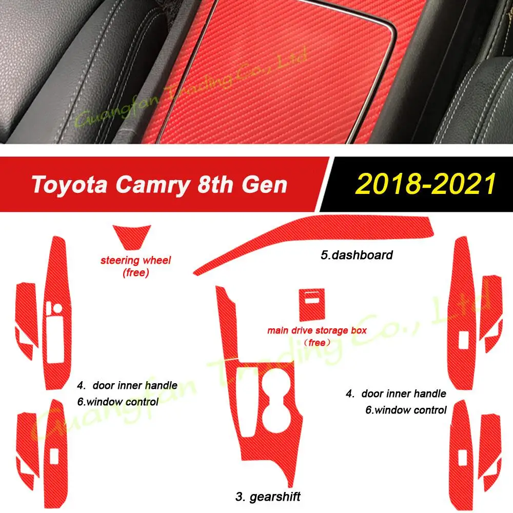

Для Toyota Camry 8th Gen2018-2021 автомобильный Стайлинг 3D/5D углеродное волокно интерьер автомобиля центральная консоль изменение цвета молдинг наклей...
