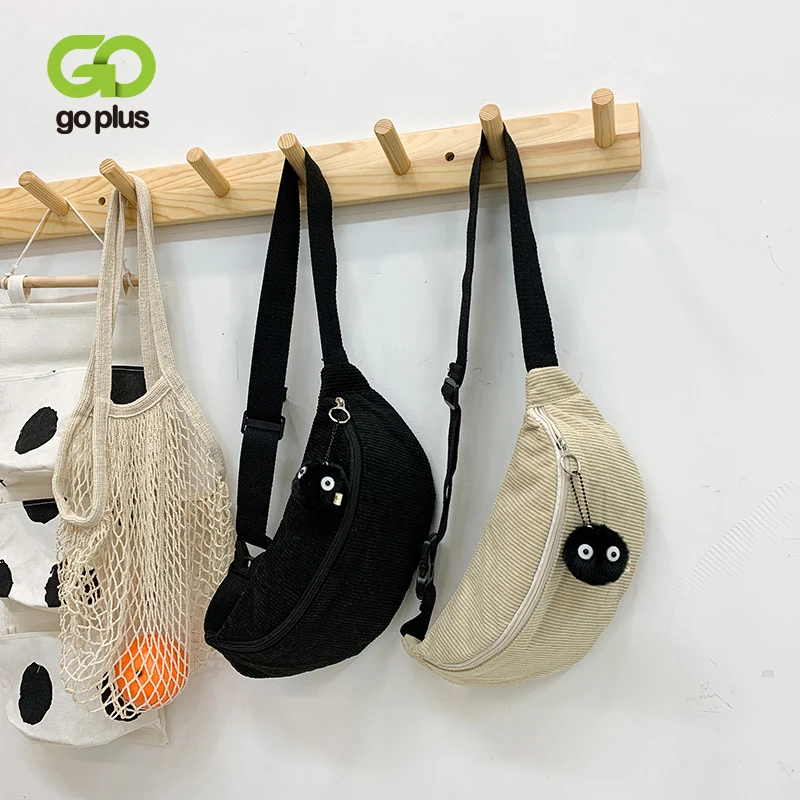 

Вельветовая забавная женская сумка GOPLUS 2021, модная нагрудная сумка в стиле хип-хоп, милые уличные поясные сумки через плечо для девочек, мале...