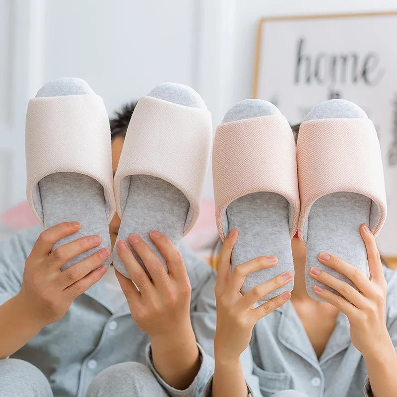 

Autumn And Winter Home Indoor All Cotton And Linen Slippers Silent Bedroom Non Slip PVC Men's And Women's Cotton Slippers
