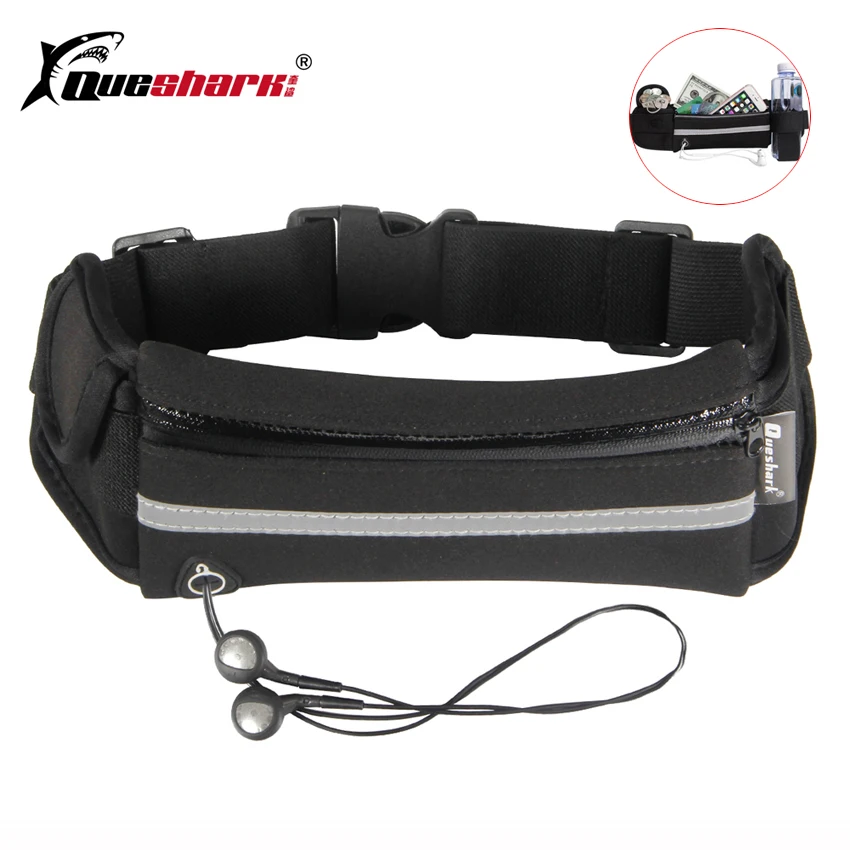 

QUESHARK Running Waist Bag Fitness Fanny Packs Phone Holder Pocket Marathon Jogging Sports Camping Hiking Belt Water Bottle Bag