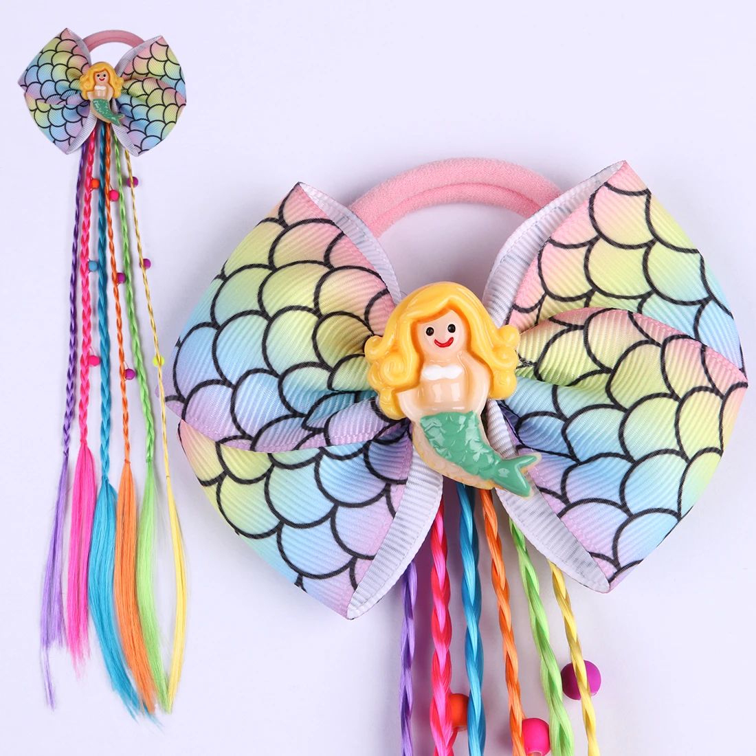 mermaid bow5 1 шт. Женская эластичная лента для волос твист парик повязка на голову богемный Плетеный головной убор детский бант зажим для волос головной убор - Цвет: mermaid bow5
