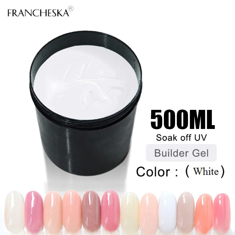 500ml builder white 500 мл Заводская основа для ногтей, грунтовка для ногтей, гель, без необходимости, лампа, быстрая сушка, анастомоз, без кислоты, грунтовка для ногтей, верхнее Базовое покрытие, строительный гель для полировки - Цвет: 500ml builder white