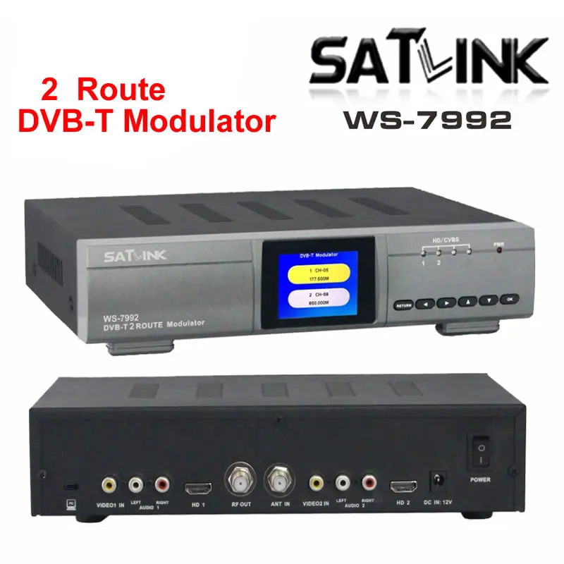 HD dvb t moudulator 2 маршрут DVB T кодировщик модулятор AV два маршрутизатора Satlink WS 7992