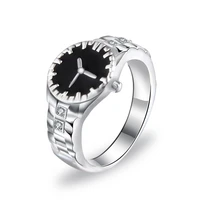 creative watch shaped fashion ring inlaying zircon trendy rings with fake watch nice gifts size 6 10 drop shipping support