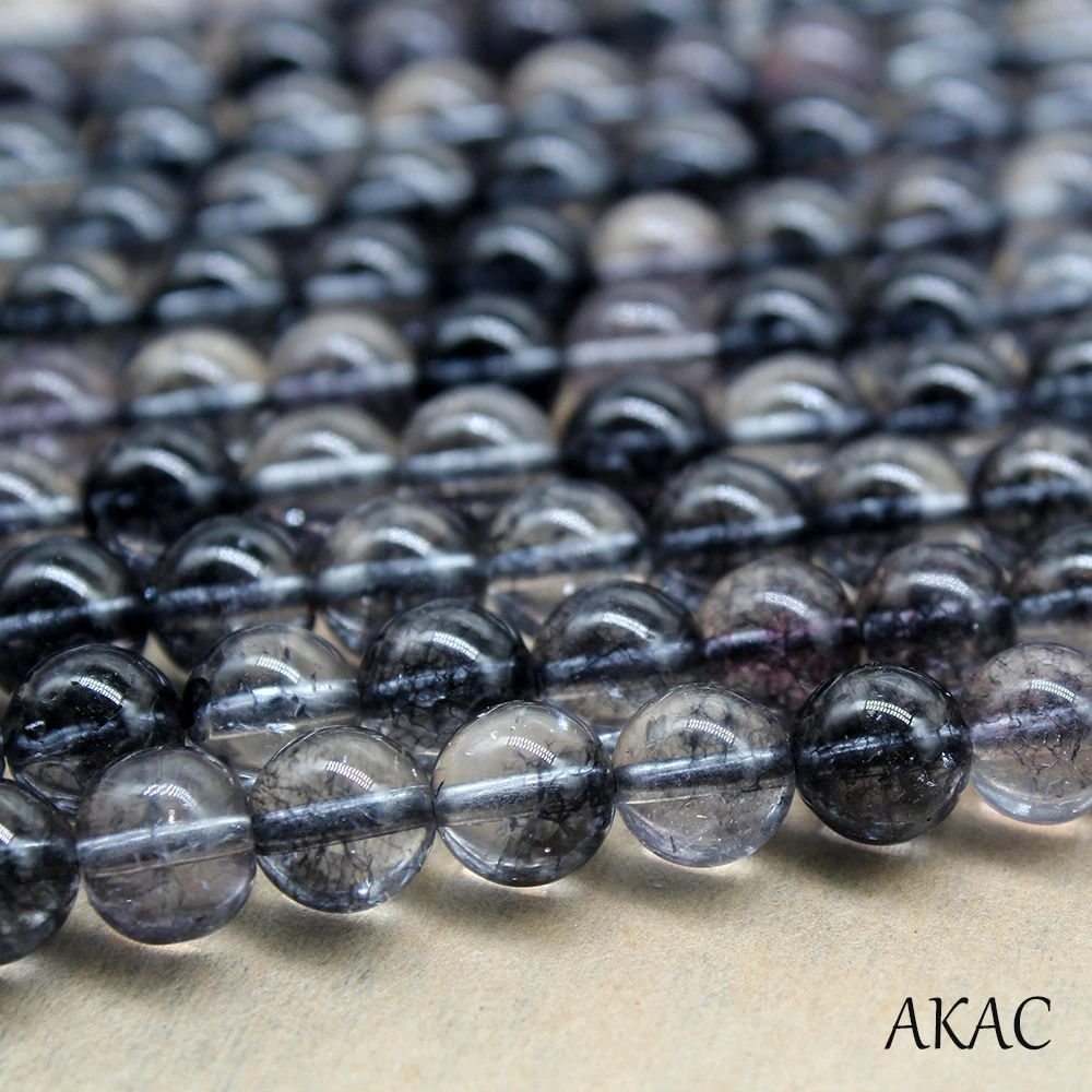 

2strands/set AKAC approx8mm+-0.2 Natural black quartz loose beads for jewelry diy making
