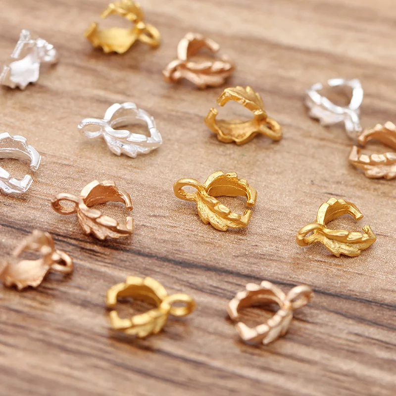 

Mibrow 100pcs Vintage KC Gold Silver Color 7*11MM Bail Clasps Connectors for Pendant Necklace Bail Clasp Jewelry Making Findings