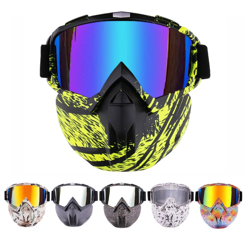 

Riding Eyewears Ski Goggles Snow Snowboard Glasses Snowmobile Motorcycle UV400 Glasses Anti-fog Motocross Skiing Detachable Mask