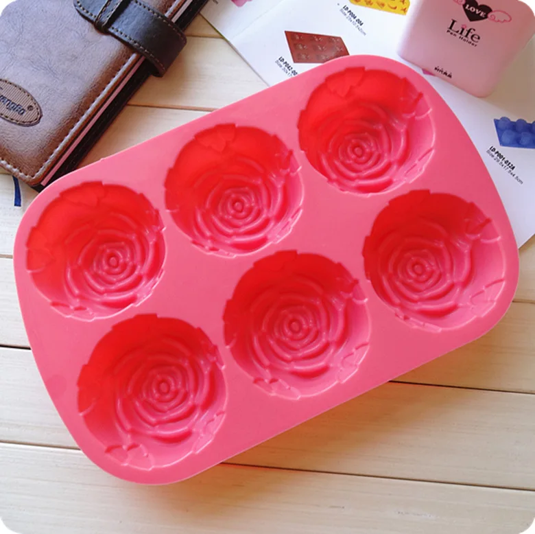 

6 Holes Rose Shape Fondant Silicone Mold Baking Tools Nonstick Cake Decoration Mold Kitchen Tools