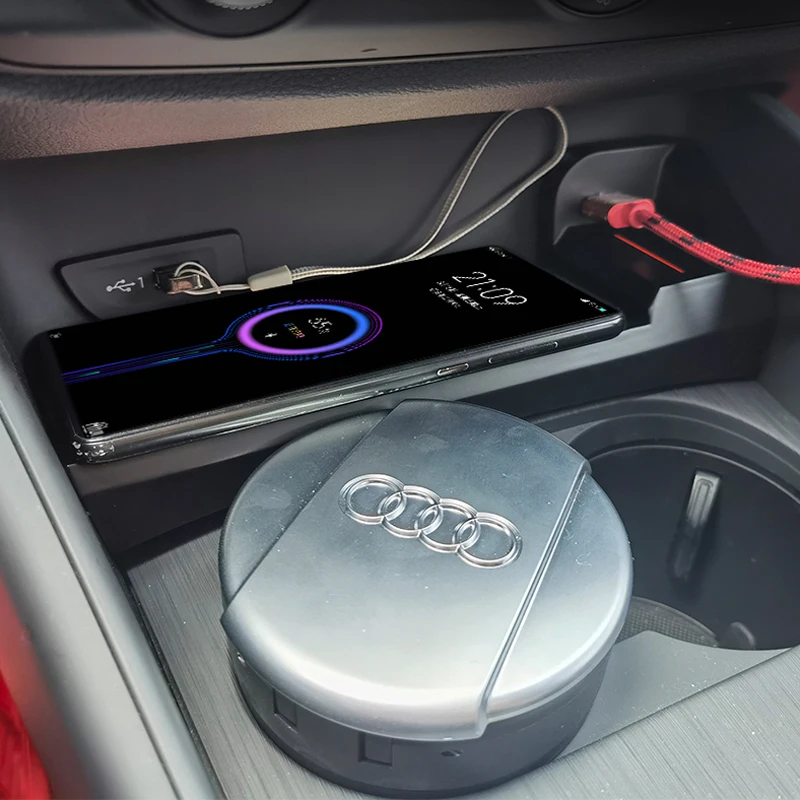 qi car wireless charger for audi a3 s3 v8 cigarette lighter modified mobile phone fast charging accessories 2014 2021 free global shipping