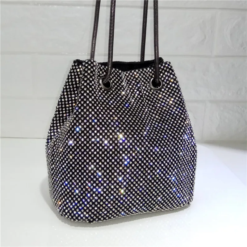 

Fashion Diamond Women Mini Chain Shoulder Purses And Handbags Crystal Clutch Evening Bucket Rhinestone Party Crossbody Bag