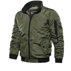 Мужская повседневная куртка в стиле милитари, однотонная куртка-бомбер с воротником-стойкой на молнии, мужская верхняя одежда, модная ветрозащитная куртка, пальто, новинка 2022